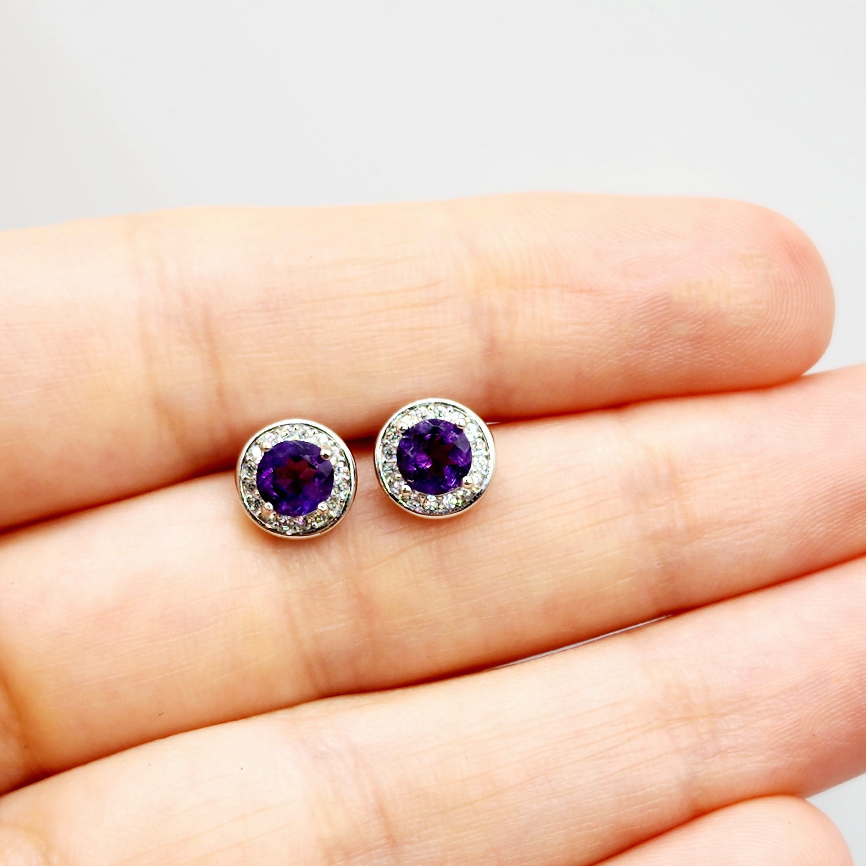 925 Sterling Silver with Natural Gemstones Stud Earrings, Silver Genuine Gemstone 5x5mm Matching Birthstone Earrings and Necklace For Women