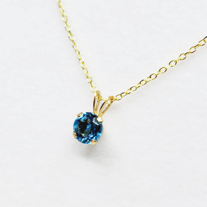 Gold Blue Topaz Pendant Necklace, 10K Yellow Gold Blue Topaz 6x6mm Pendant For Women, December Birthstone, Blue Gemstone, Gift for Her