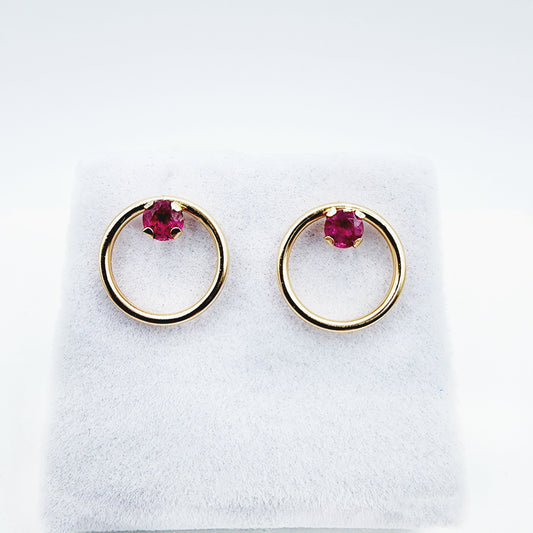 Gold Ruby Earrings, 10K Rose Gold Ruby 4x4mm Stud Earrings, Genuine Gemstone Jewelry, Round Simple Earrings for Girls