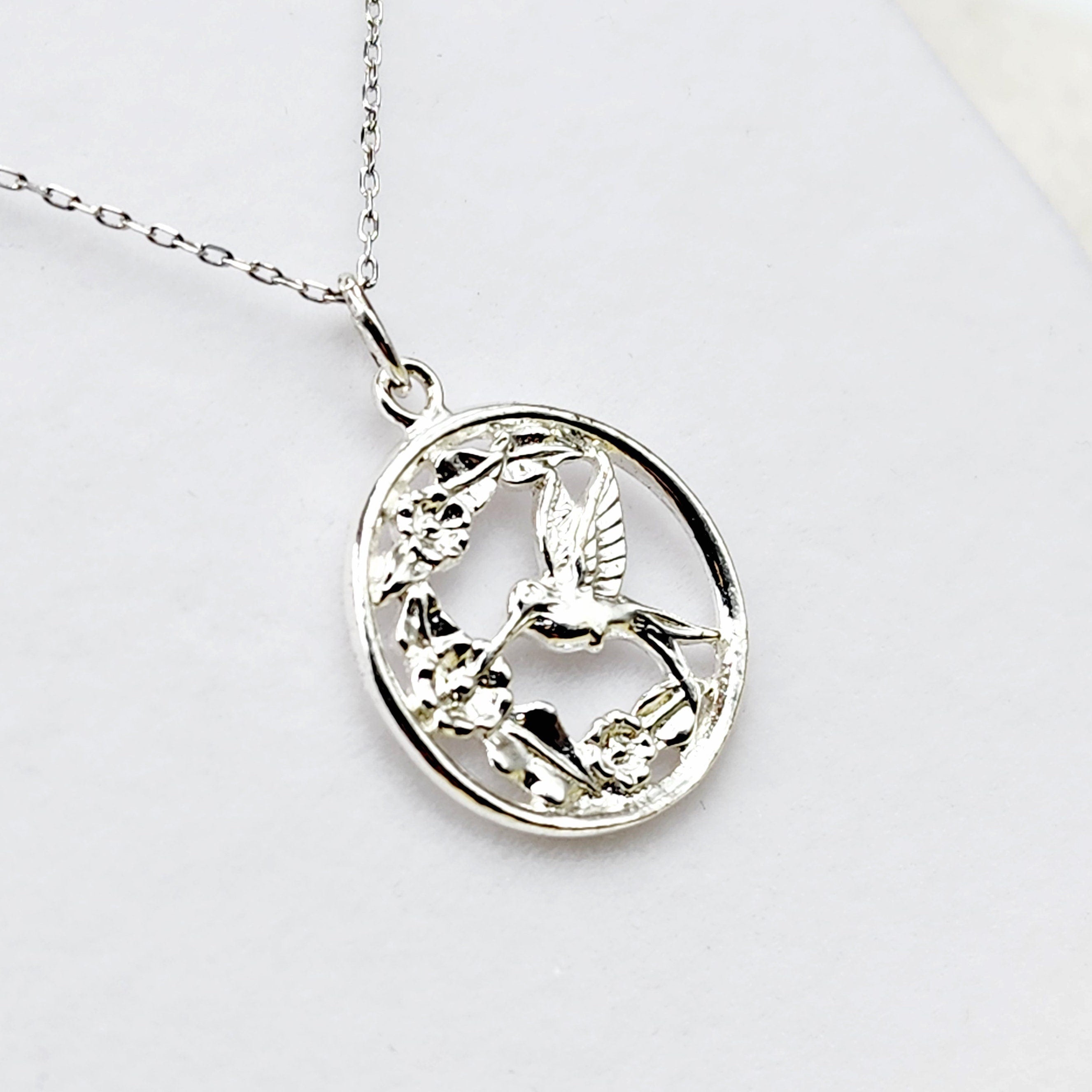 925 Silver Elements Bird, Floral Pendant Necklace, Sterling Silver Bird Pendant For Gift