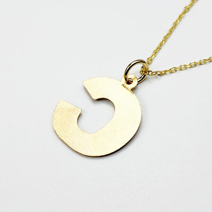 Gold Letter Pendant Necklace, 10K Yellow Gold Letter C Pendant, Dainty Gold Letter Necklace For Men and Women, Unisex Gift, Birthday Gift