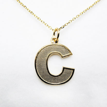 Gold Letter Pendant Necklace, 10K Yellow Gold Letter C Pendant, Dainty Gold Letter Necklace For Men and Women, Unisex Gift, Birthday Gift