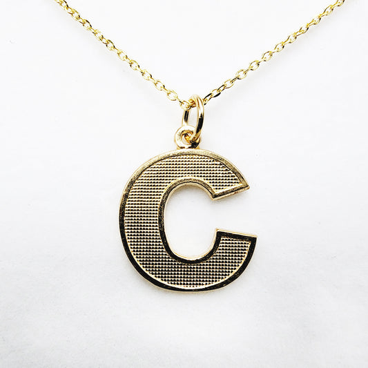 Gold Letter Pendant Necklace, 10K Yellow Gold Letter C Pendant, Dainty Gold Letter Necklace For Men and Women, Unisex Gift, Birthday Gift