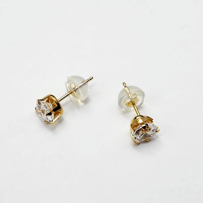 Gold Cubic zirconia Stud Earrings | 9K Yellow Gold Heart Shaped CZ 5x5mm Stud Earrings, Gemstone Earrings, Gift for Her