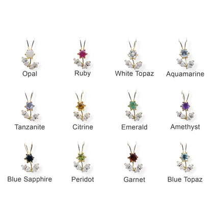 Cubic Zirconia Pendant | 10K Yellow Gold Pink and White Cubic Zirconia Flower Pendant