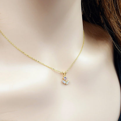 Gold Gemstones Flower Pendant Necklace, 10KT Yellow Gold Genuine Gemstones Tiny Pendant, Floral Pendant, Gift For Her, Birthstone Necklace