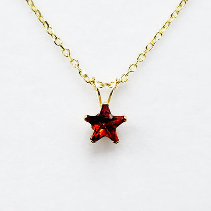 Gold Star CZ Pendant Necklace, 10K Yellow Gold Star Cubic Zirconia 5x5mm Pendant, Gift For Her