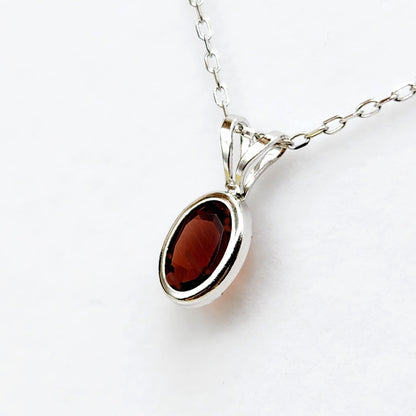 Garnet Pendant Necklace, 14K White Gold Genuine Garnet 7x5mm Pendant, January Birthstone, Garnet Jewelry, Garnet  Handmade Pendant