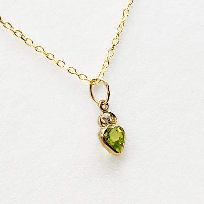 Gold Peridot Pendant Necklace | 14K Yellow Gold Genuine Heart Shape Peridot 5mm Pendant For Gift, August Birthstone, Green Gemstone Jewelry