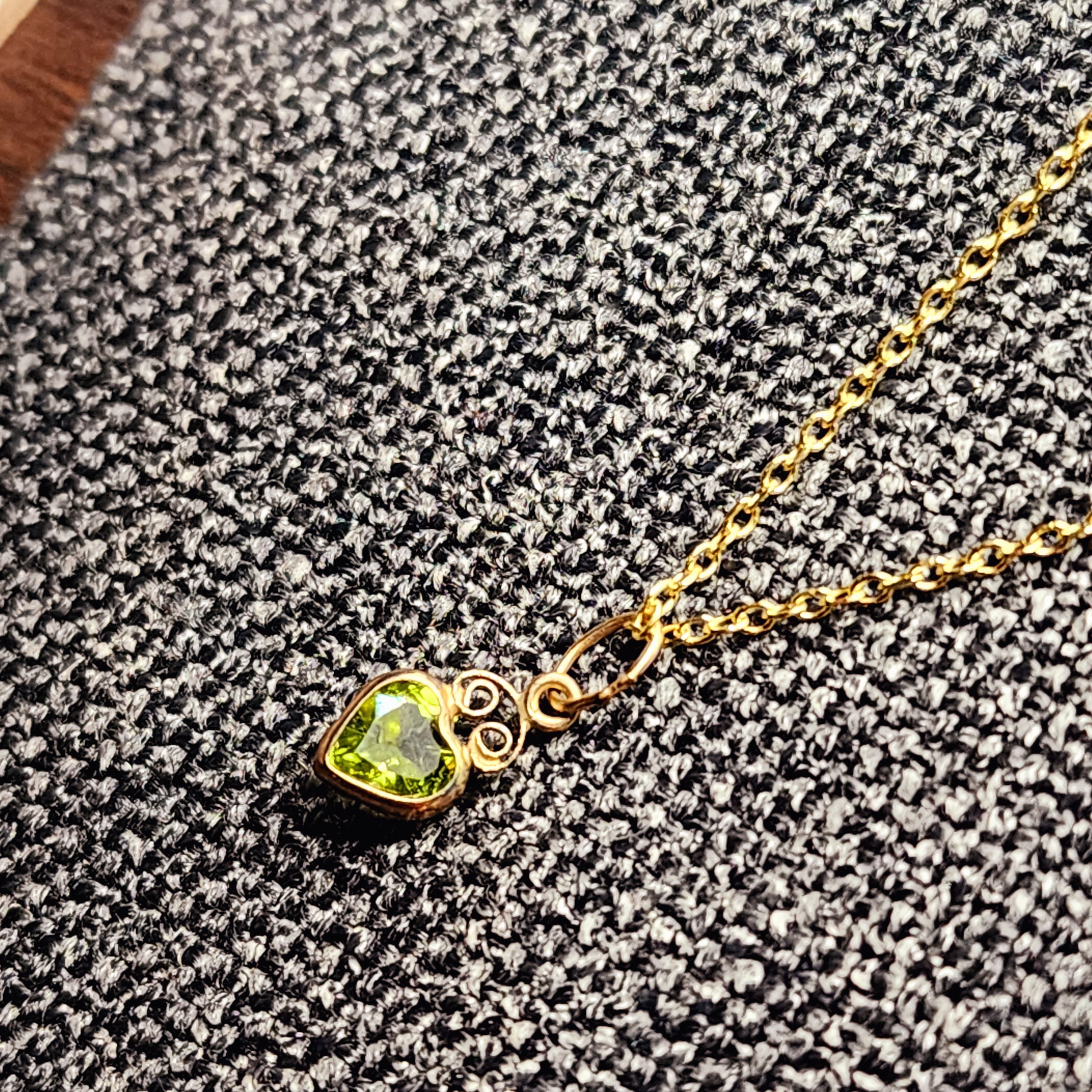 Gold Peridot Pendant Necklace | 14K Yellow Gold Genuine Heart Shape Peridot 5mm Pendant For Gift, August Birthstone, Green Gemstone Jewelry