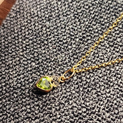 Gold Peridot Pendant Necklace | 14K Yellow Gold Genuine Heart Shape Peridot 5mm Pendant For Gift, August Birthstone, Green Gemstone Jewelry