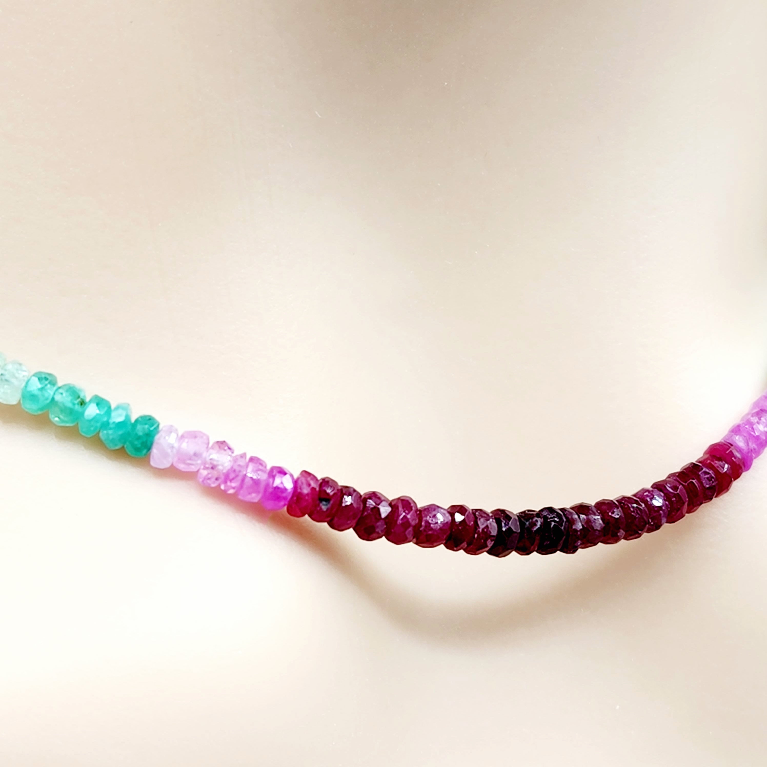 Rainbow Beaded Necklace, Natural Gemstone Beaded Necklace, Rainbow Colorful Seed Bead Necklace, Dainty Necklace Gift, Summer Jewelry