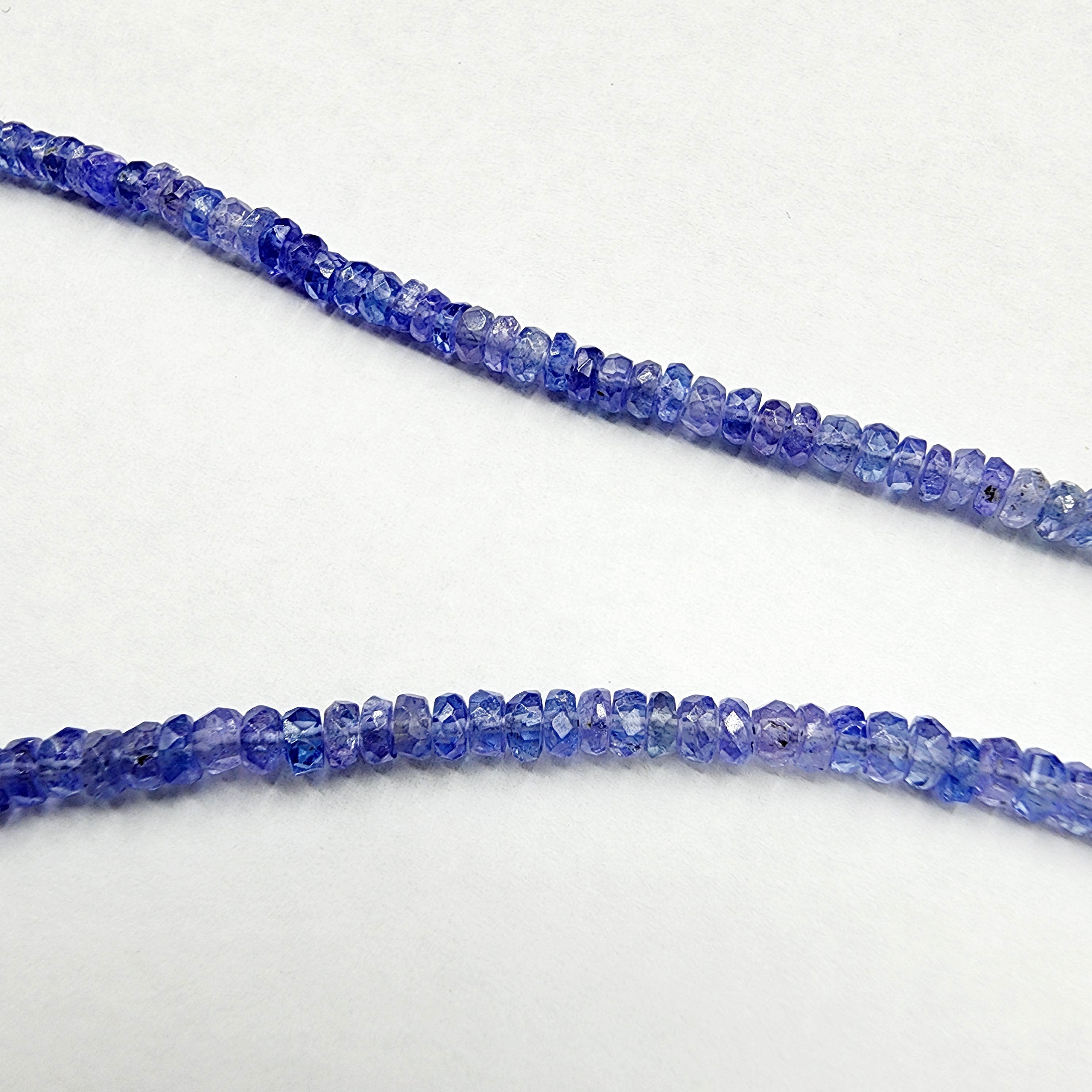 Sterling Silver Tanzanite Necklace, Gemstone Beaded Natural Tanzanite Necklace, Blue Seed Bead Necklace, Dainty Necklace Gift for Birthday