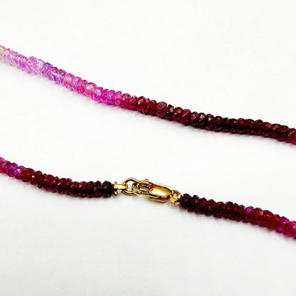 Gold Natural Ruby and Sapphire Beads Necklace,10K Yellow Gold Beaded Necklace, Colorful Beaded Necklace, Dainty Necklace Jewelry Gift