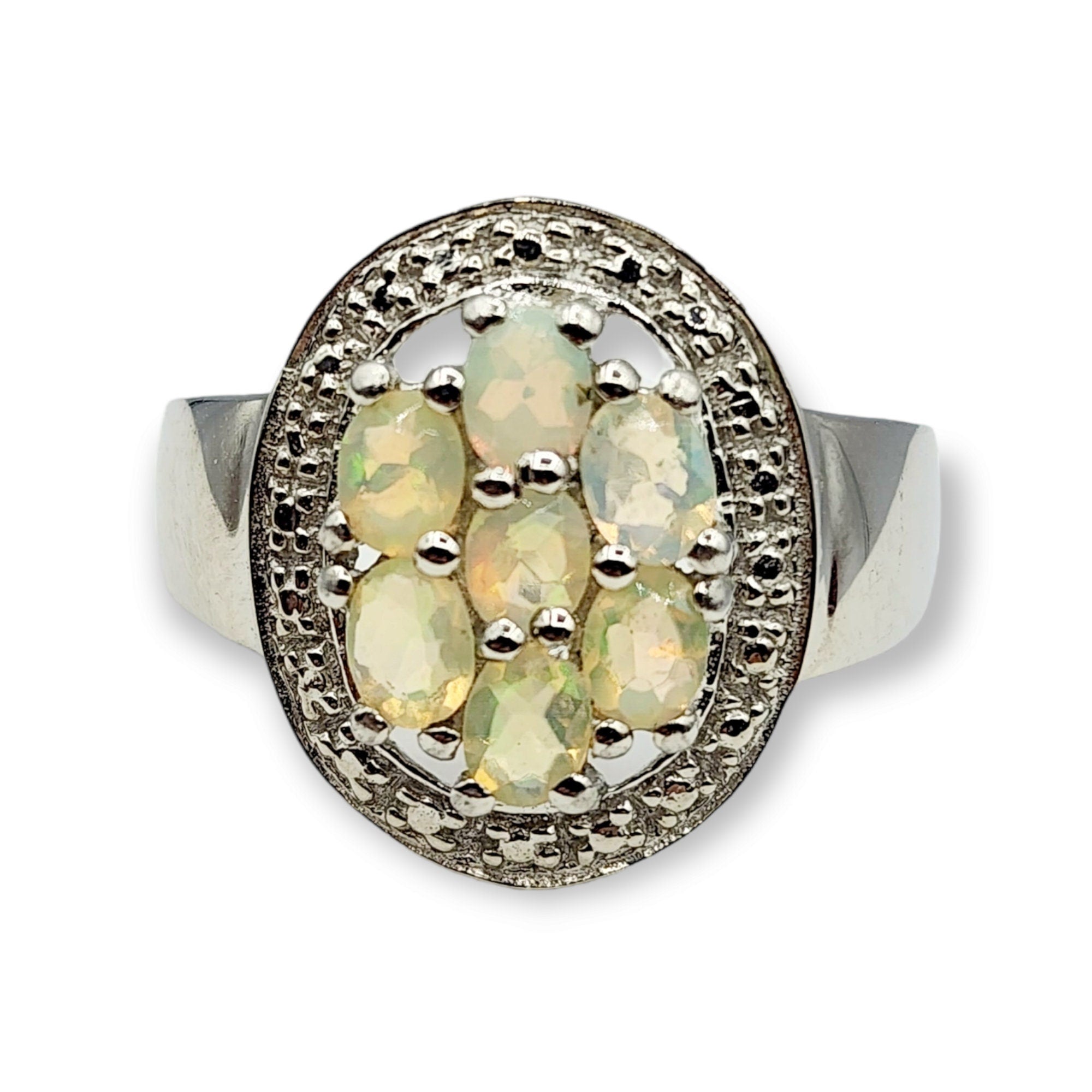 Sterling Silver Opal Ring, Natural Opal Ring For Women, Dainty Fire Opal Ring, October Birthstone, Jewelry Gift for Her