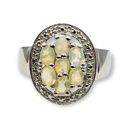 Sterling Silver Opal Ring, Natural Opal Ring For Women, Dainty Fire Opal Ring, October Birthstone, Jewelry Gift for Her