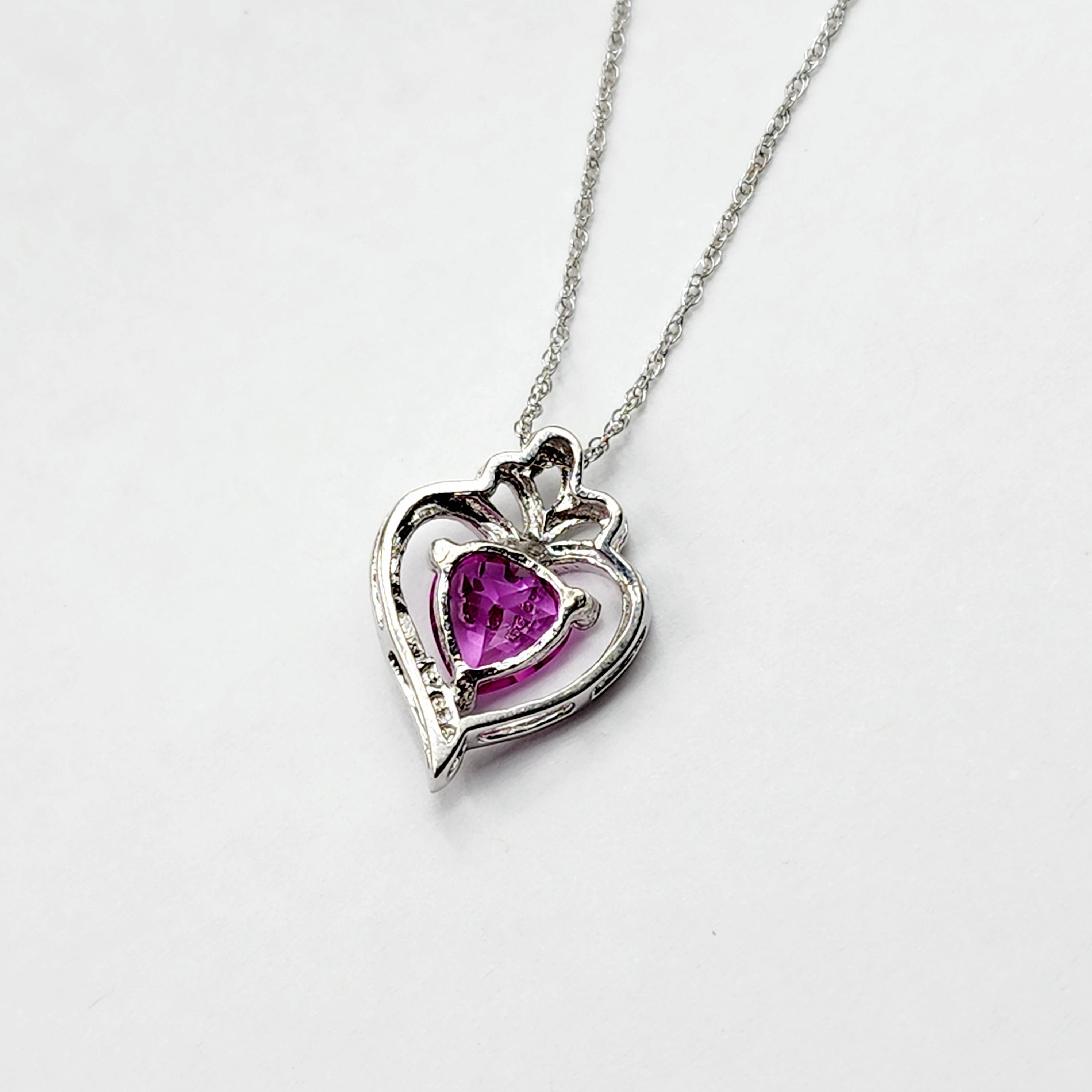 925 Sterling Silver Heart Shape Pink Stone Pendant Necklace Pink Gemstone Gift for Women Girls Valentine Gift for Girlfriend
