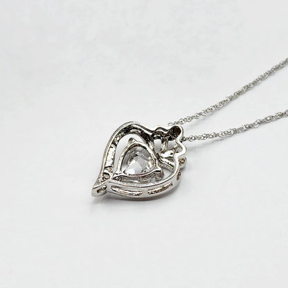 925 Sterling Silver Heart Shape White Topaz Pendant Necklace Topaz Gemstone Gift for Women Girls Valentine Gift for Girlfriend