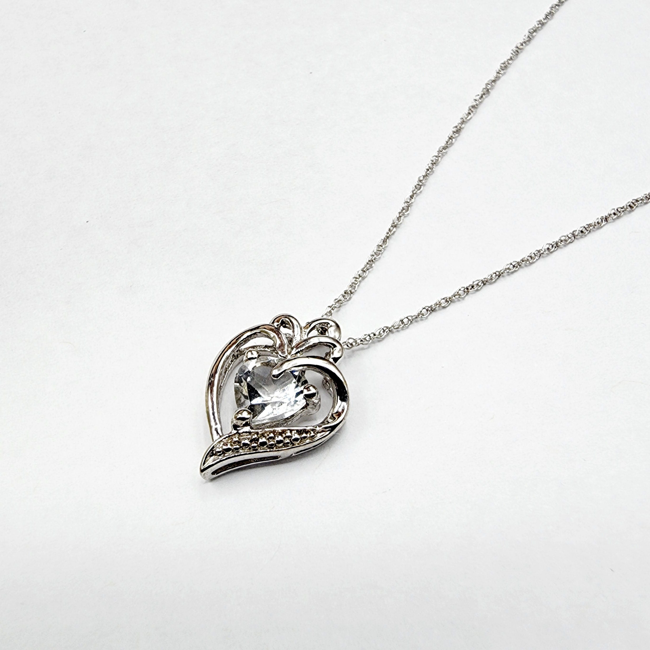925 Sterling Silver Heart Shape White Topaz Pendant Necklace Topaz Gemstone Gift for Women Girls Valentine Gift for Girlfriend