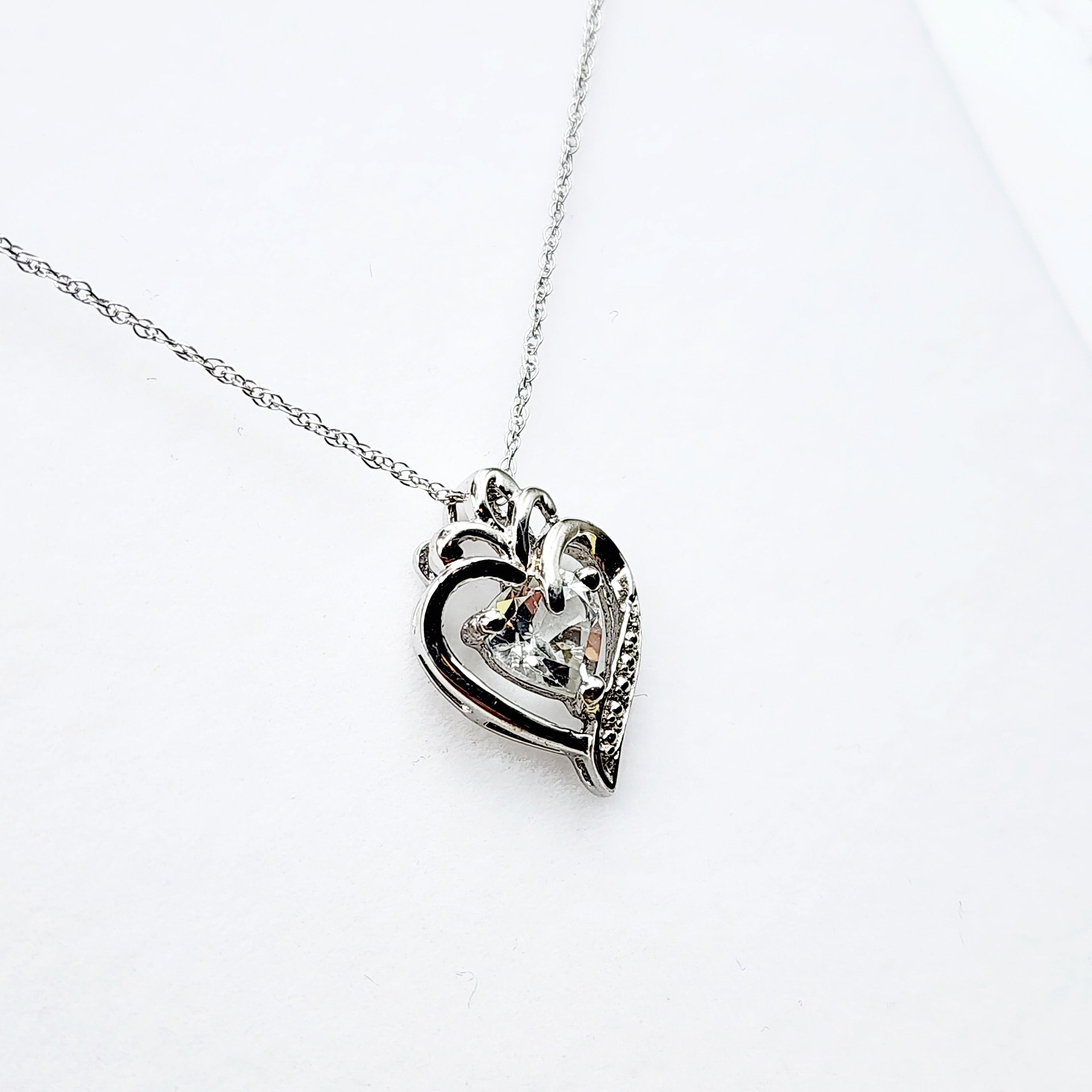 925 Sterling Silver Heart Shape White Topaz Pendant Necklace Topaz Gemstone Gift for Women Girls Valentine Gift for Girlfriend