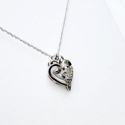 925 Sterling Silver Heart Shape White Topaz Pendant Necklace Topaz Gemstone Gift for Women Girls Valentine Gift for Girlfriend