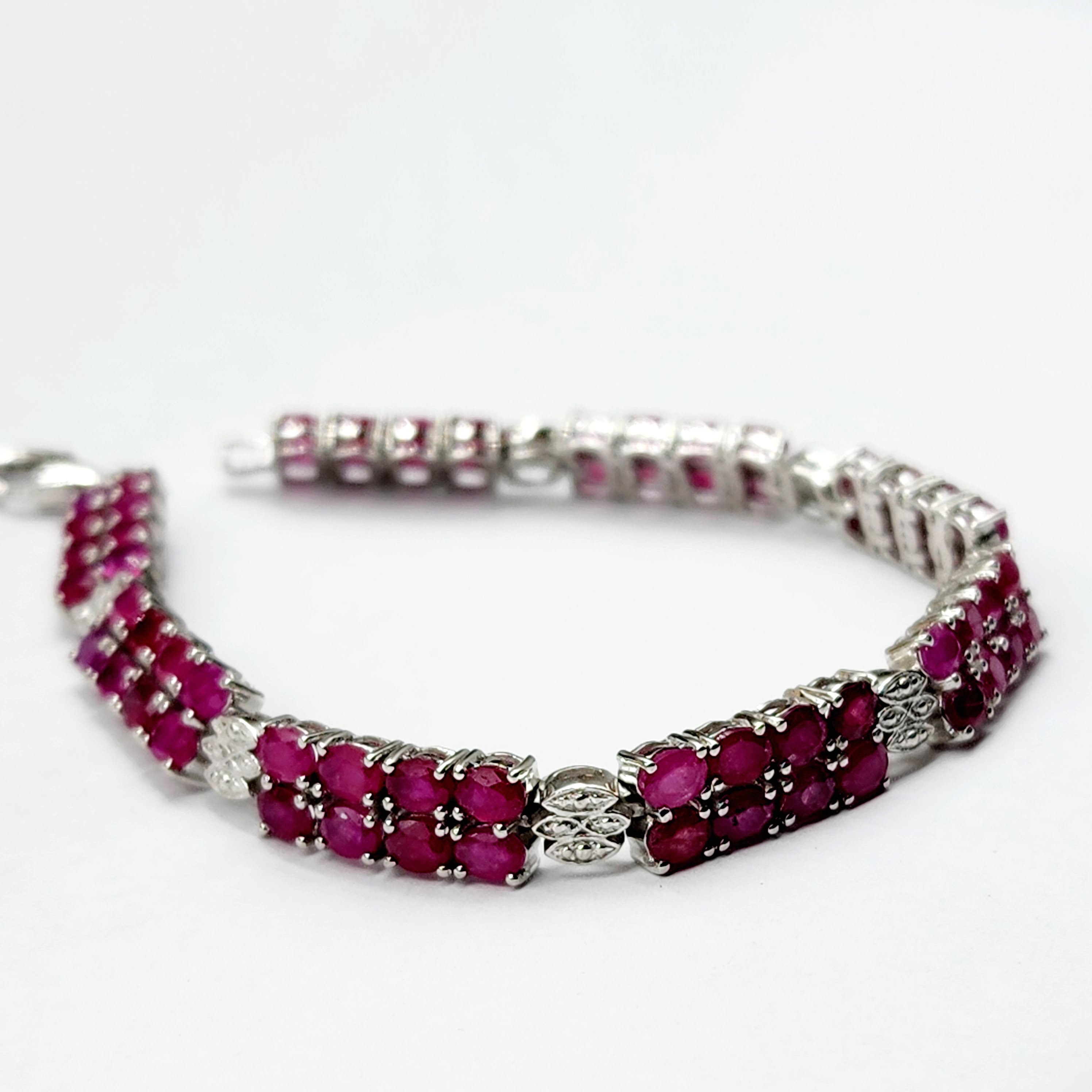 Sterling Silver Ruby Bracelet, 925 Silver Genuine Ruby Bracelet, July Birthstone, Bracelet for Women, Dainty Gemstone Bracelet Girlfriend
