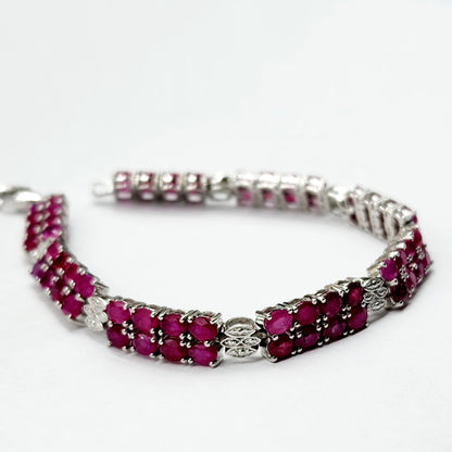 Sterling Silver Ruby Bracelet, 925 Silver Genuine Ruby Bracelet, July Birthstone, Bracelet for Women, Dainty Gemstone Bracelet Girlfriend