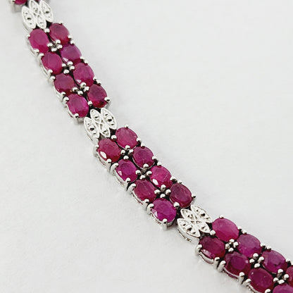 Sterling Silver Ruby Bracelet, 925 Silver Genuine Ruby Bracelet, July Birthstone, Bracelet for Women, Dainty Gemstone Bracelet Girlfriend