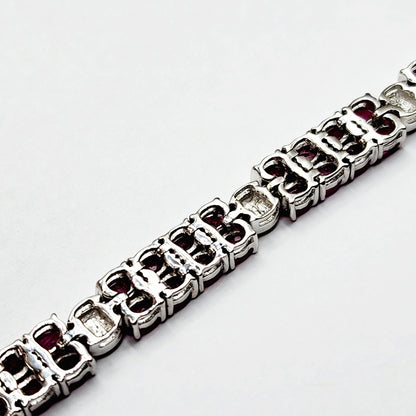 Sterling Silver Ruby Bracelet, 925 Silver Genuine Ruby Bracelet, July Birthstone, Bracelet for Women, Dainty Gemstone Bracelet Girlfriend