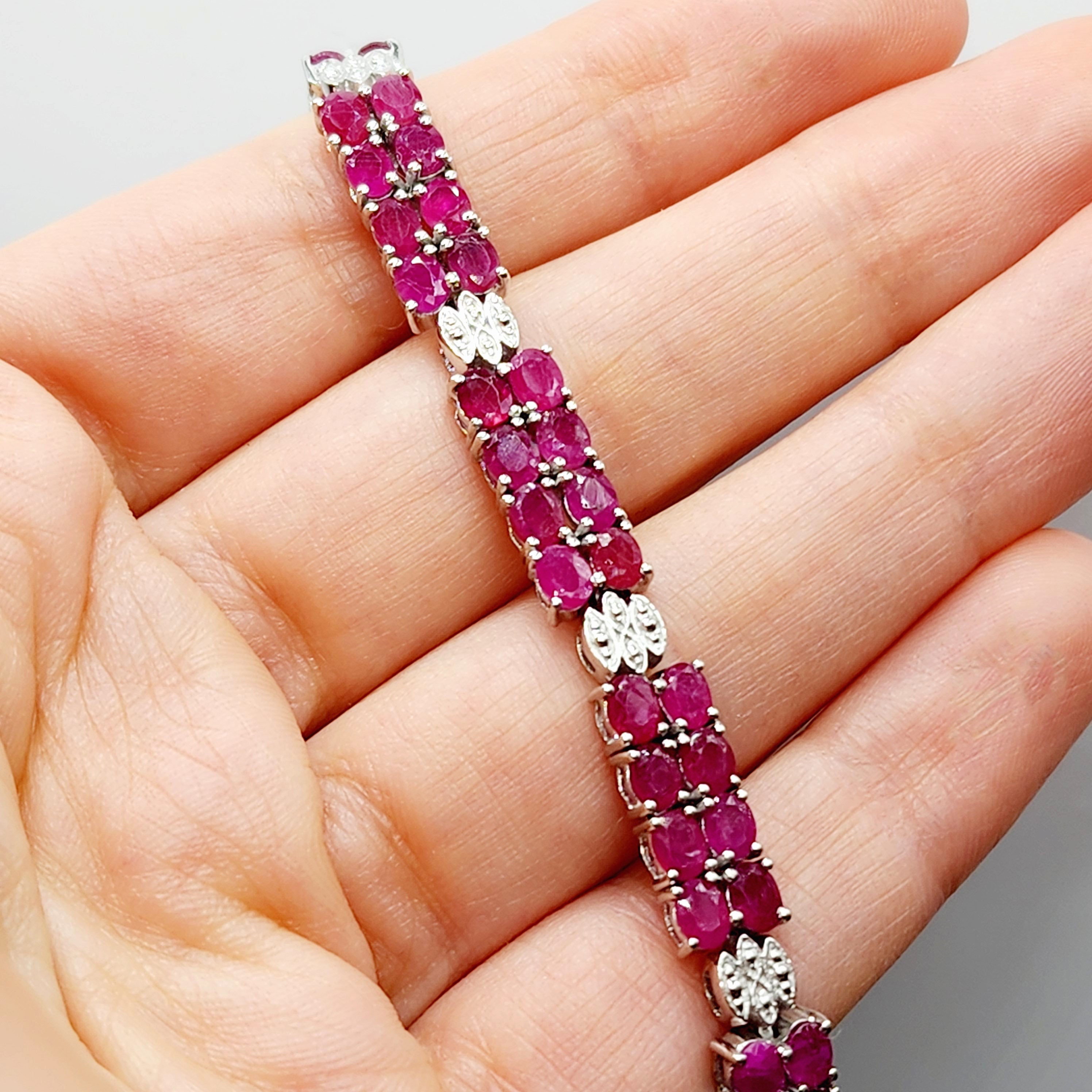 Sterling Silver Ruby Bracelet, 925 Silver Genuine Ruby Bracelet, July Birthstone, Bracelet for Women, Dainty Gemstone Bracelet Girlfriend