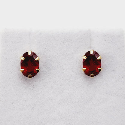 Gold Ruby Stud Earrings, 10K Yellow Gold Genuine Ruby 7x5mm Stud Earrings, July Birthstone, Earrings For Her