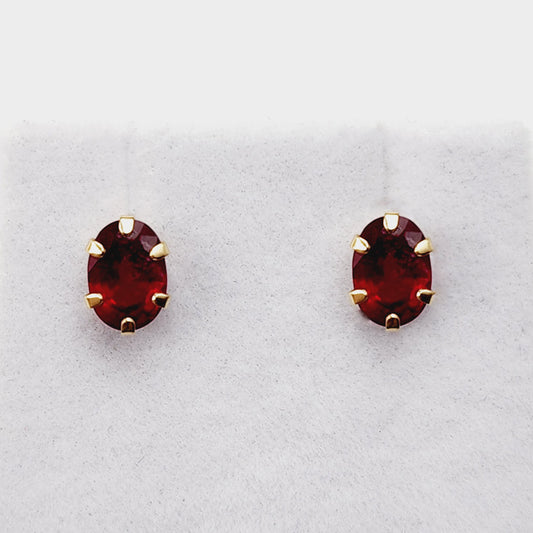 Gold Ruby Stud Earrings, 10K Yellow Gold Genuine Ruby 7x5mm Stud Earrings, July Birthstone, Earrings For Her
