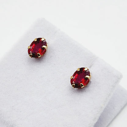 Gold Ruby Stud Earrings, 10K Yellow Gold Genuine Ruby 7x5mm Stud Earrings, July Birthstone, Earrings For Her