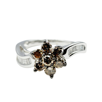 Diamond Ring For Women, Wedding Diamond Ring, 10kt White  Gold Ring with Brown Diamonds 1.00ct, Women Ring, Promise Ring, Anniversary Ring