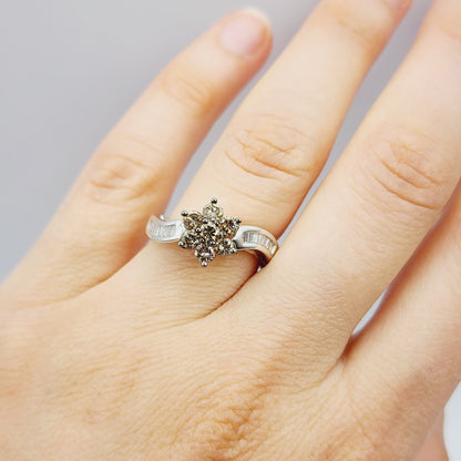 Diamond Ring For Women, Wedding Diamond Ring, 10kt White  Gold Ring with Brown Diamonds 1.00ct, Women Ring, Promise Ring, Anniversary Ring