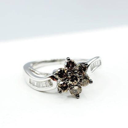 Diamond Ring For Women, Wedding Diamond Ring, 10kt White  Gold Ring with Brown Diamonds 1.00ct, Women Ring, Promise Ring, Anniversary Ring