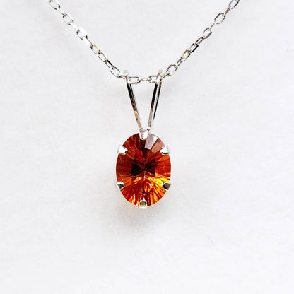 Gold Citrine Pendant Necklace,  10K White Gold Genuine Citrine 1.02ct Pendant, November Birthstone, Citrine Pendant For Women