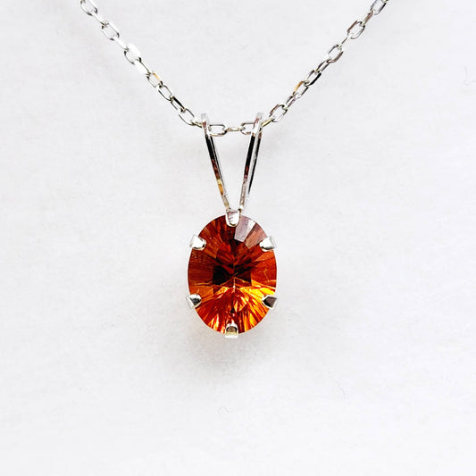 Gold Citrine Pendant Necklace,  10K White Gold Genuine Citrine 1.02ct Pendant, November Birthstone, Citrine Pendant For Women