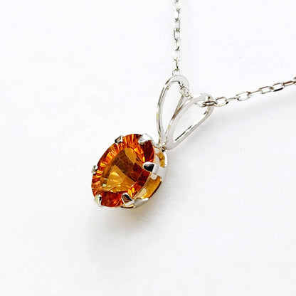Gold Citrine Pendant Necklace,  10K White Gold Genuine Citrine 1.02ct Pendant, November Birthstone, Citrine Pendant For Women