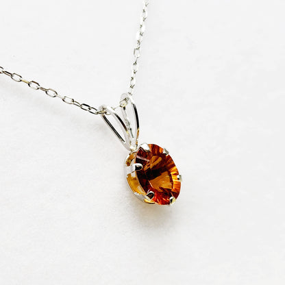 Gold Citrine Pendant Necklace,  10K White Gold Genuine Citrine 1.02ct Pendant, November Birthstone, Citrine Pendant For Women