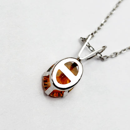 Gold Citrine Pendant Necklace,  10K White Gold Genuine Citrine 1.02ct Pendant, November Birthstone, Citrine Pendant For Women