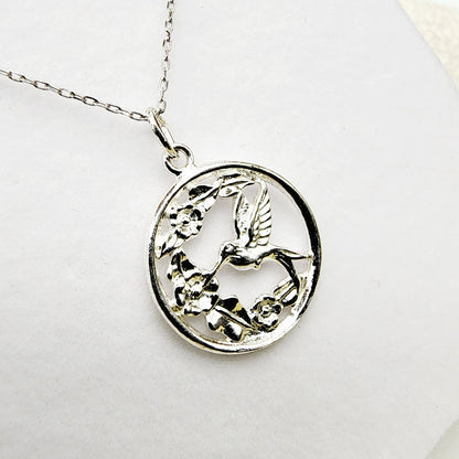 925 Silver Elements Bird, Floral Pendant Necklace, Sterling Silver Bird Pendant For Gift