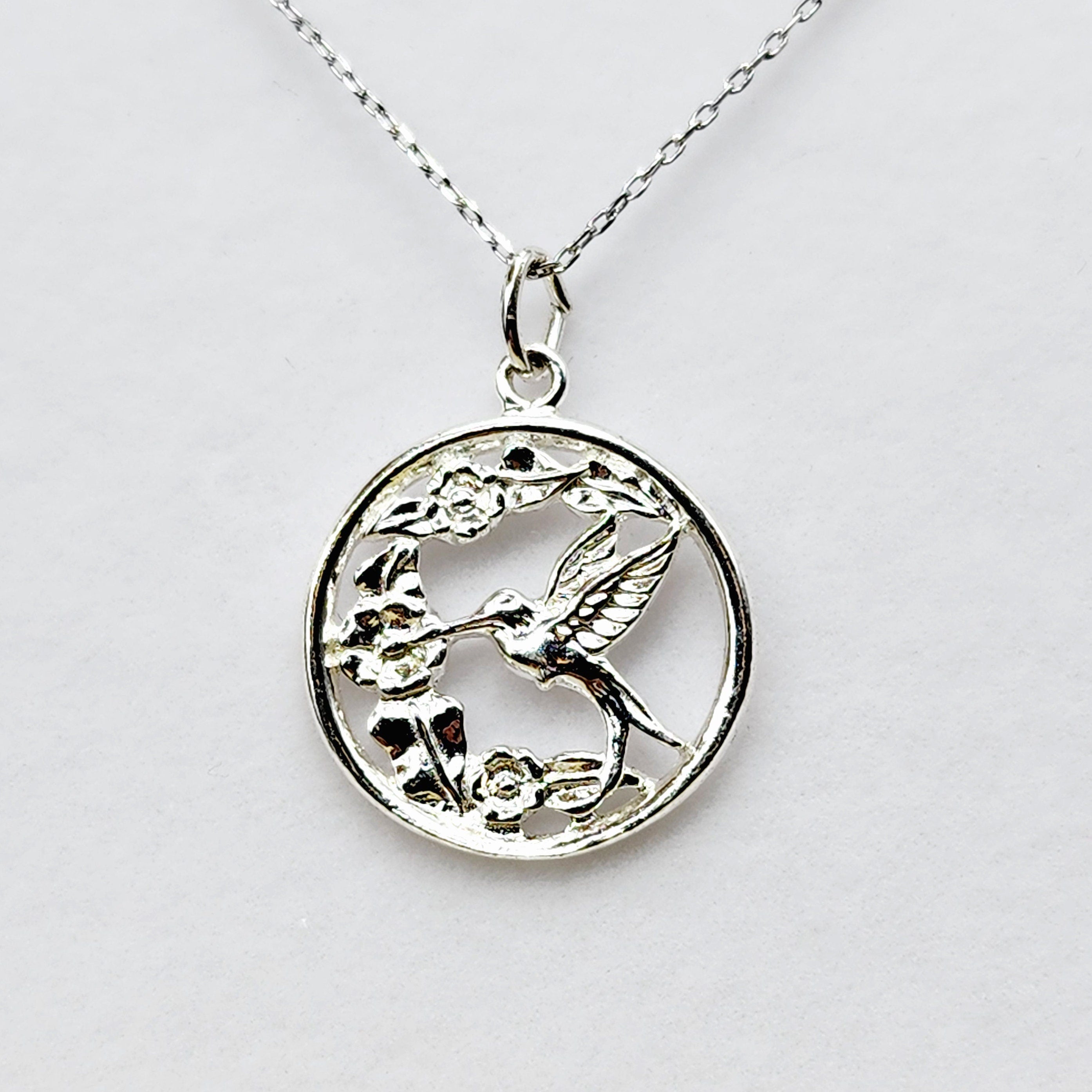 925 Silver Elements Bird, Floral Pendant Necklace, Sterling Silver Bird Pendant For Gift