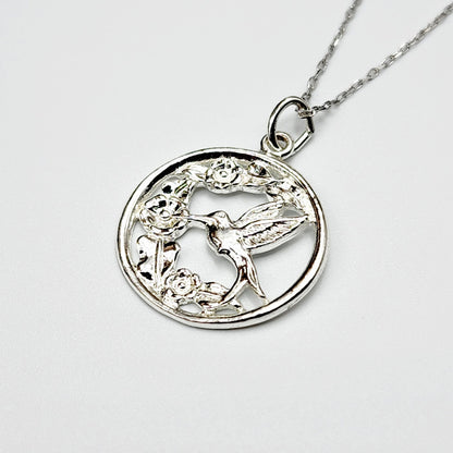 925 Silver Elements Bird, Floral Pendant Necklace, Sterling Silver Bird Pendant For Gift