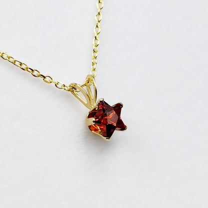 Gold Star CZ Pendant Necklace, 10K Yellow Gold Star Cubic Zirconia 5x5mm Pendant, Gift For Her