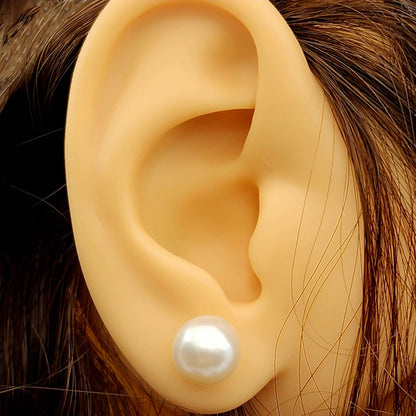 Gold Pearl Stud Earrings , 14K Yellow Gold Genuine Cultured Pearl 9x9mm stud Earrings, June Birthstone, Birthday Gift For Mom