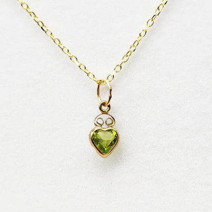 Gold Peridot Pendant Necklace | 14K Yellow Gold Genuine Heart Shape Peridot 5mm Pendant For Gift, August Birthstone, Green Gemstone Jewelry