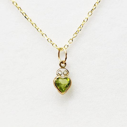 Gold Peridot Pendant Necklace | 14K Yellow Gold Genuine Heart Shape Peridot 5mm Pendant For Gift, August Birthstone, Green Gemstone Jewelry