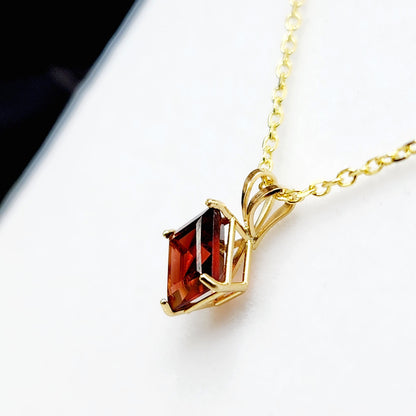 Gold Garnet Pendant Necklace , 10K Yellow Gold Genuine Square Garnet 6x6mm Pendant, January Birthstone, Red Gemstone Garnet Jewelry Gift