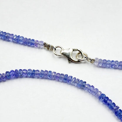 Sterling Silver Tanzanite Necklace, Gemstone Beaded Natural Tanzanite Necklace, Blue Seed Bead Necklace, Dainty Necklace Gift for Birthday